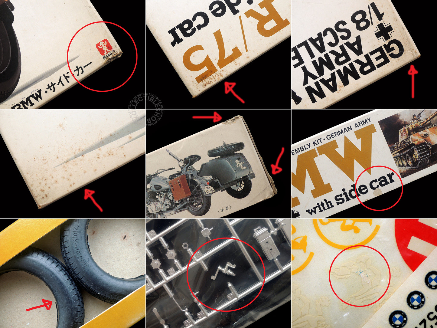 Bandai Vintage 1/8 German Army BMW R75 Motorcycle Model Kit