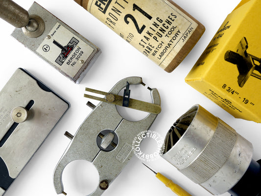 (SOLD) Lot of 4 Bergeon Watch Repair Tools + Japan Punches Pocket/Wrist Watch USED