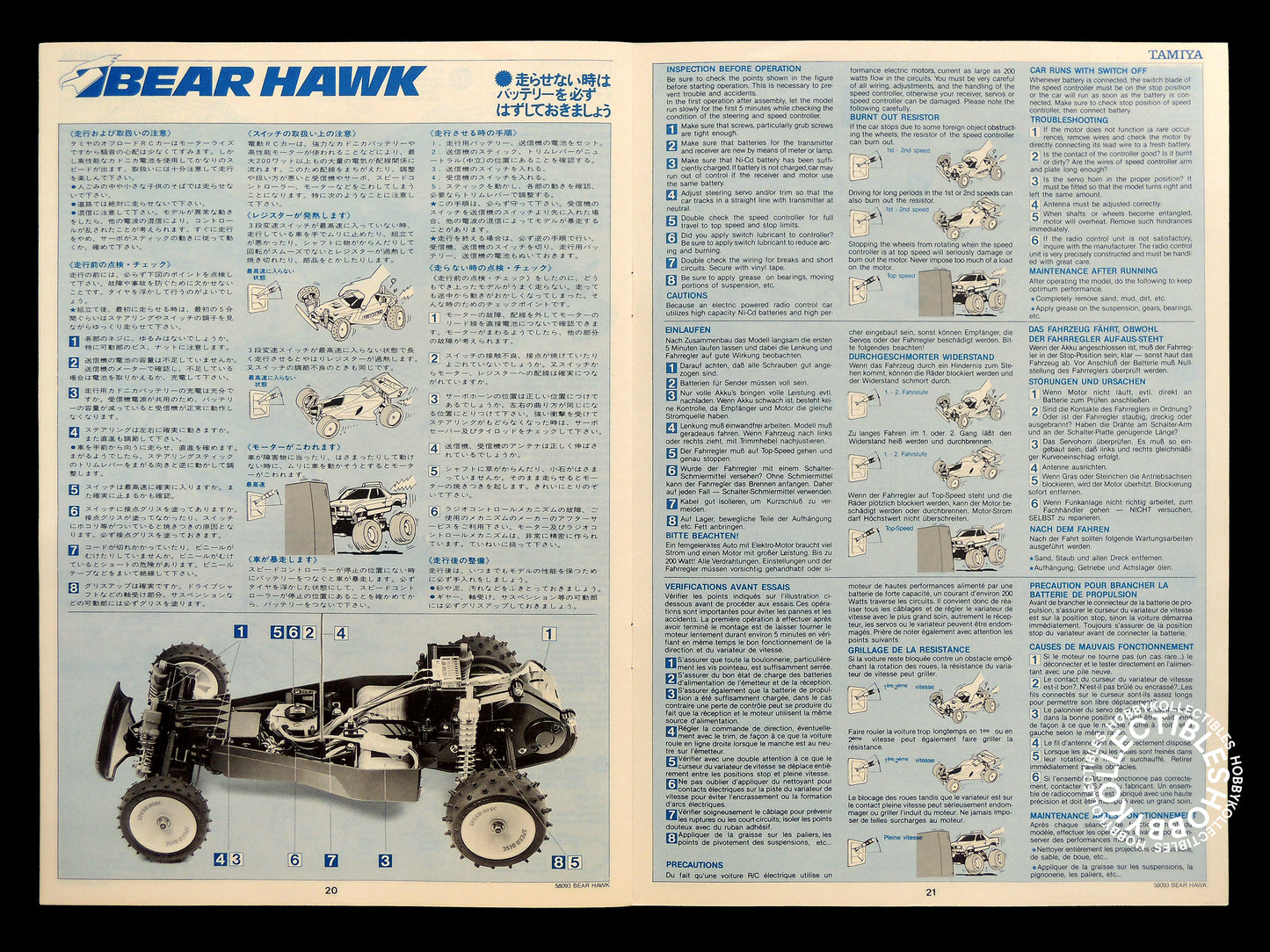 Tamiya Vintage 1/10 RC Bear Hawk #58093 Model Kit