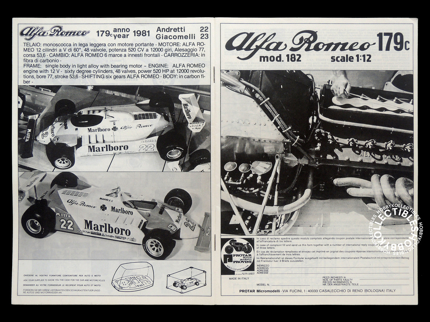 Protar Vintage 1/12 Alfa Romeo 179 F1 Mod. 16167 Model Kit