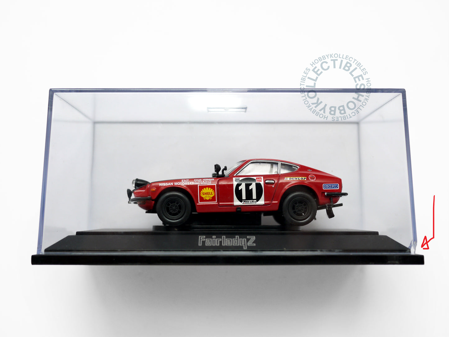 Ebbro 1/43 Die-Cast Nissan Datsun Fairlady Z 240Z Safari Rally Toy Car #43103 Red/Black