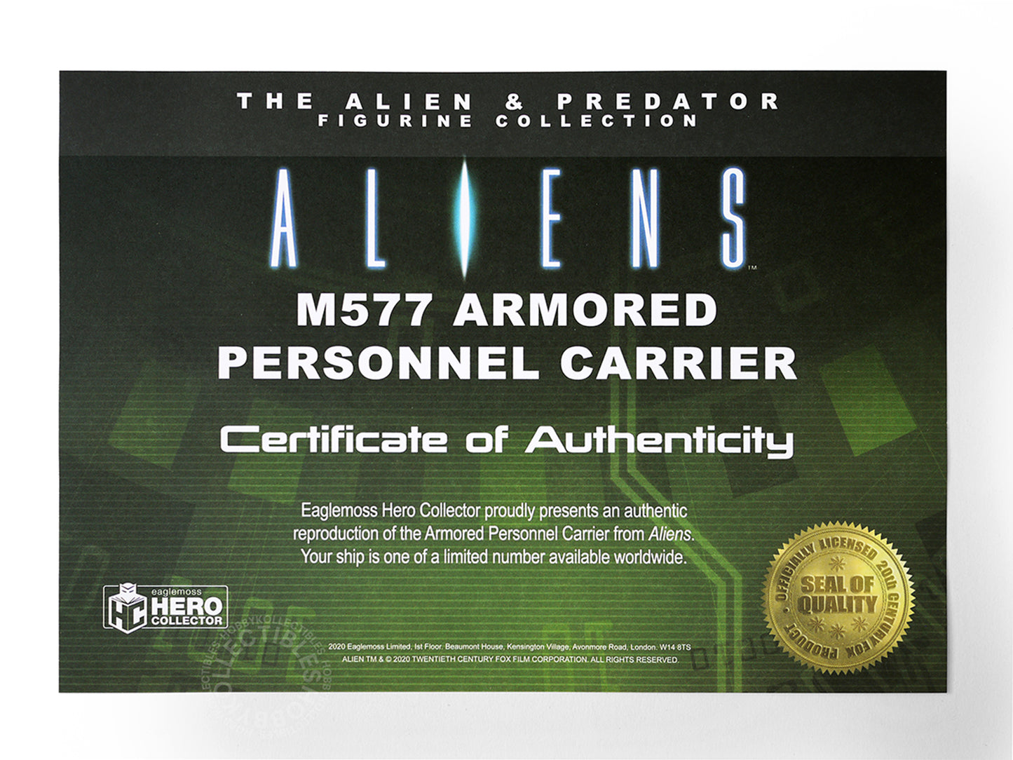 Eaglemoss Aliens APC M577 Diecast Model Limited Edition