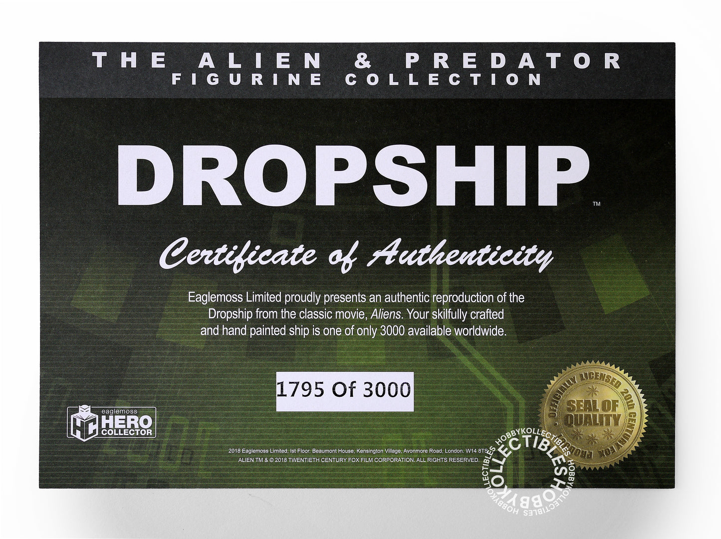 Eaglemoss Metallic Resin Alien UD-4L Dropship Limited Edition