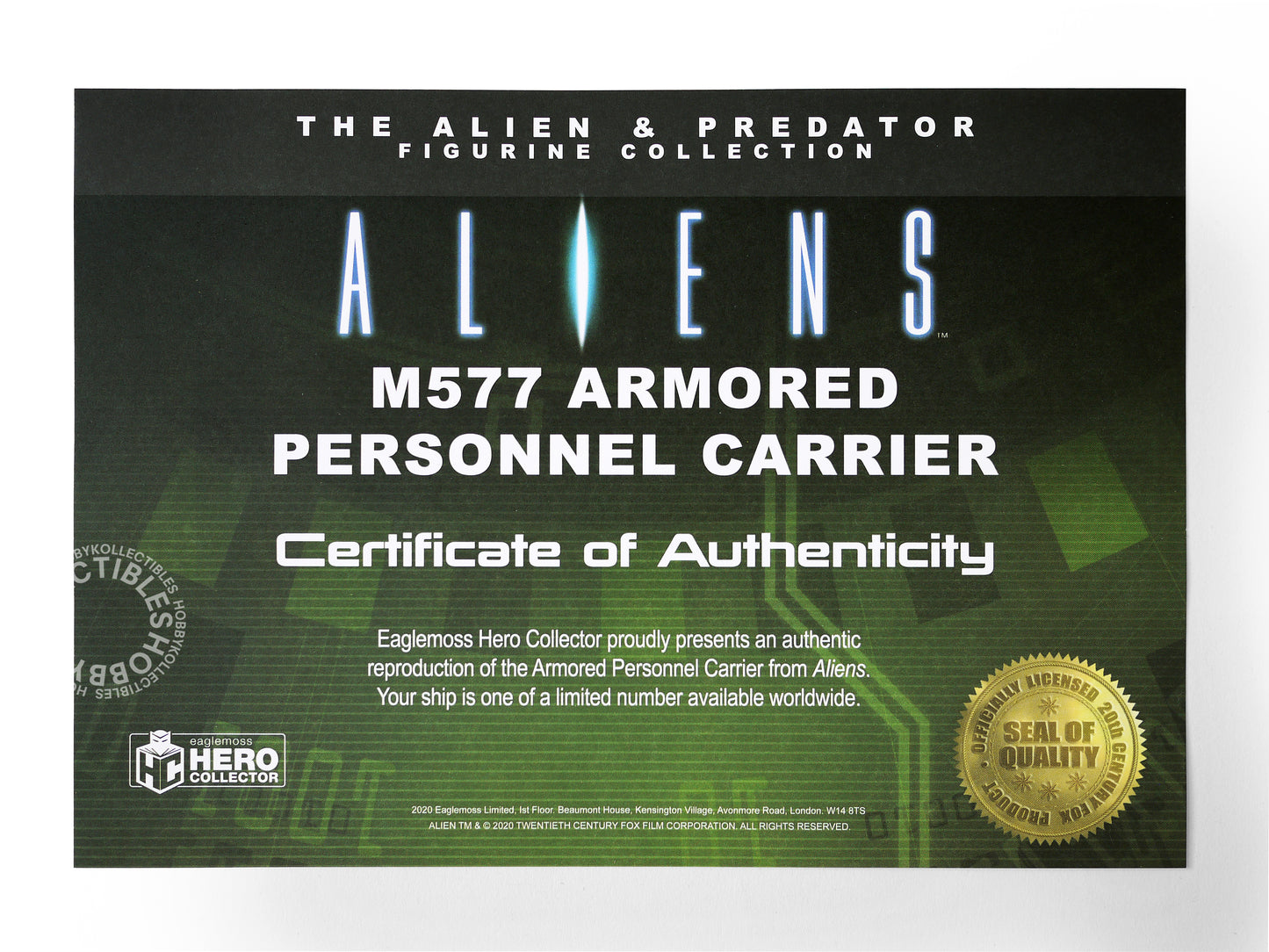 Eaglemoss Aliens APC M577 Diecast Model Limited Edition