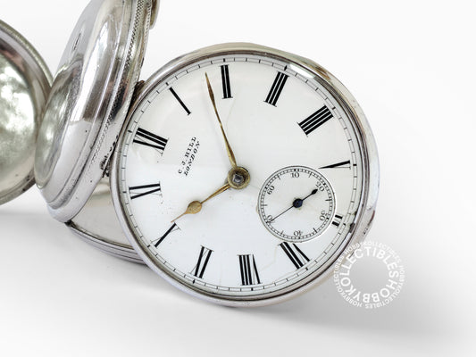 English Silver Hunter Case C.J. Hill London Fusee Pocket Watch