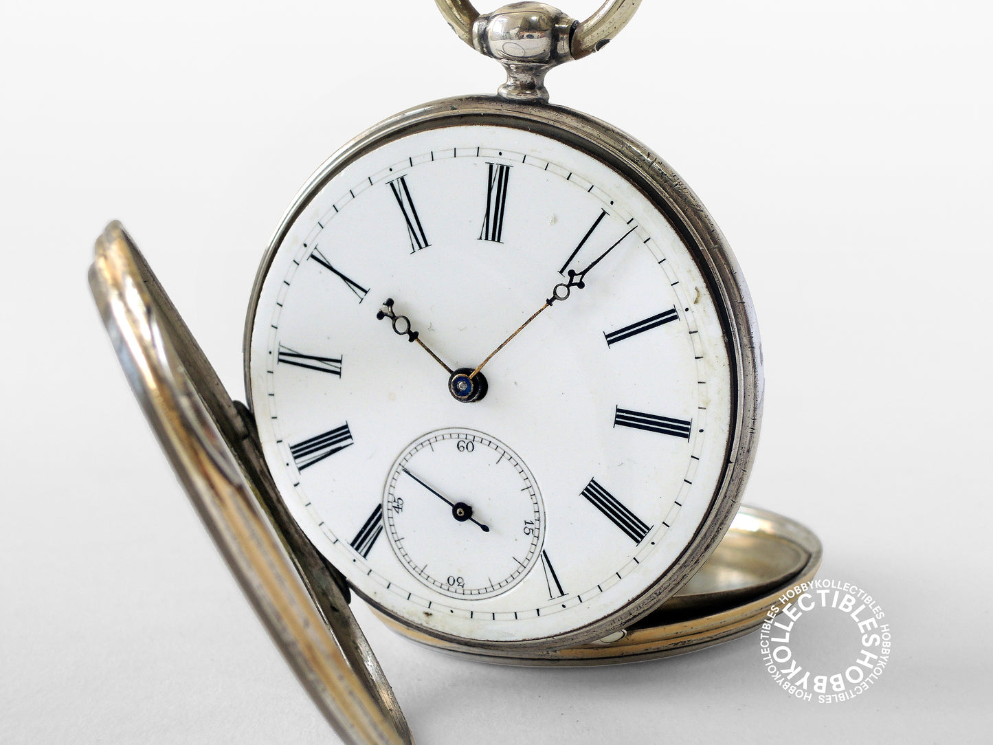 French Silver 2 Tone Open Face Cylinder Pocket Watch