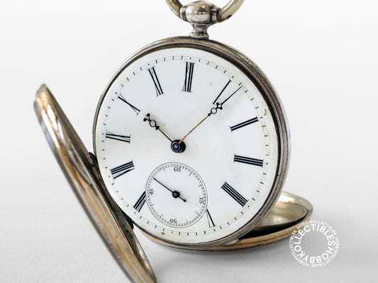 French Silver 2 Tone Open Face Cylinder Pocket Watch