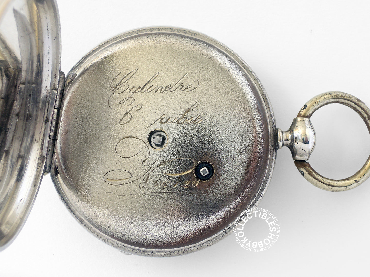 French Silver 2 Tone Open Face Cylinder Pocket Watch