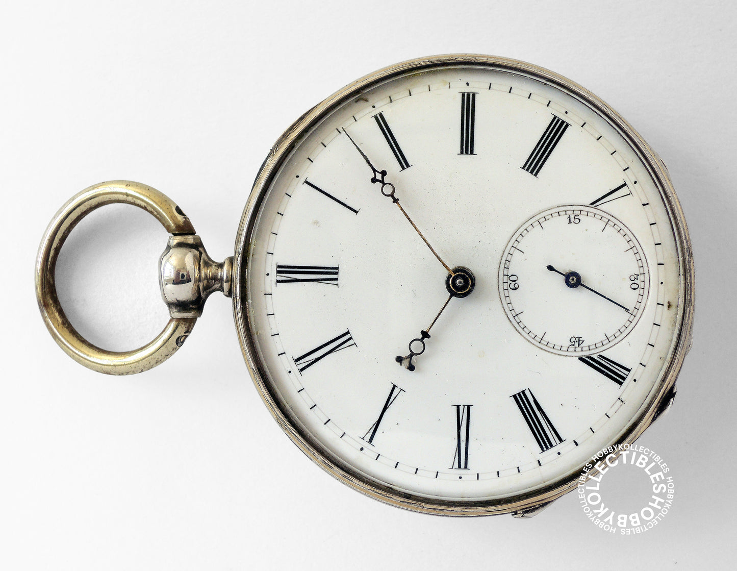 French Silver 2 Tone Open Face Cylinder Pocket Watch