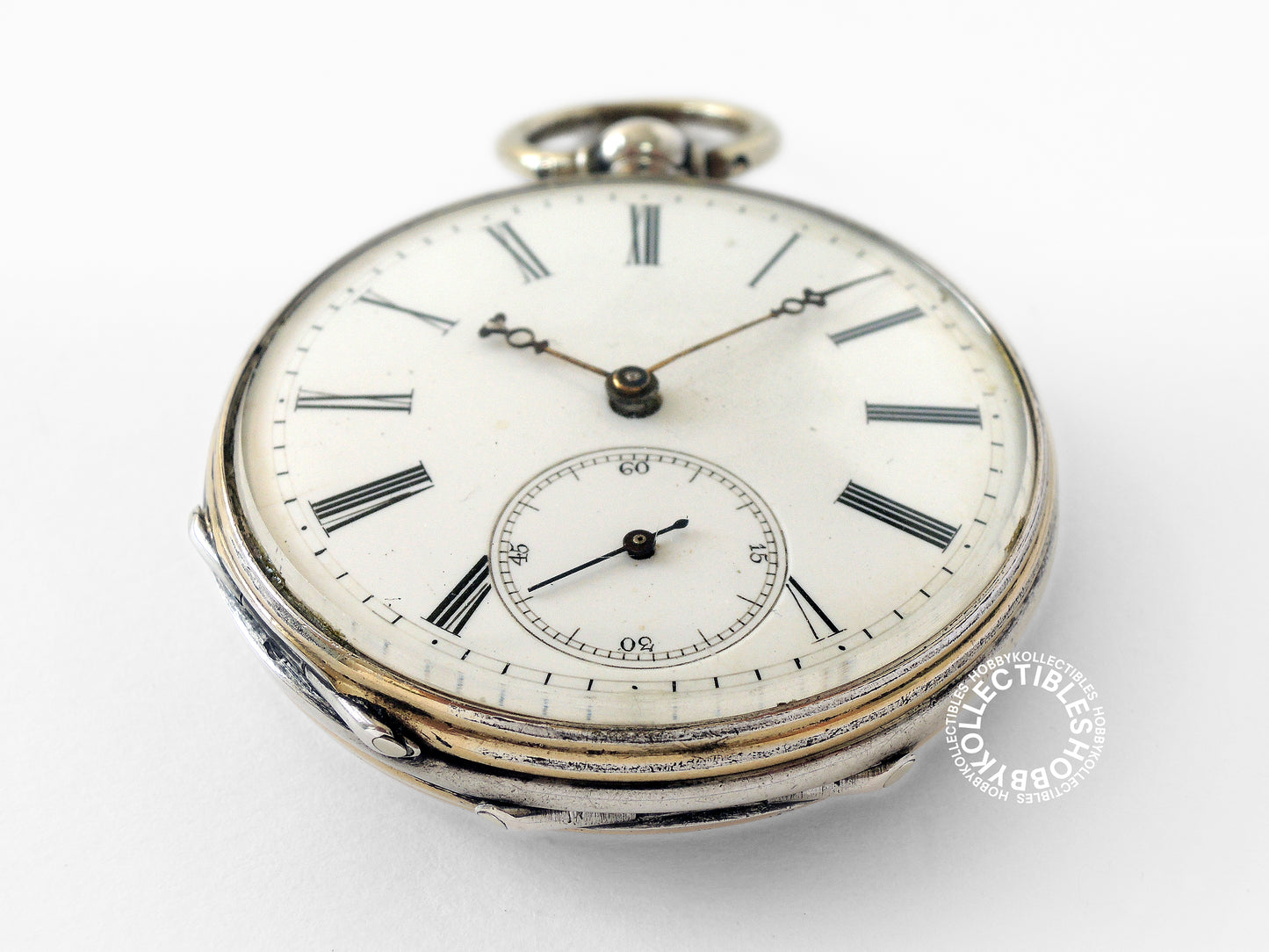 French Silver 2 Tone Open Face Cylinder Pocket Watch
