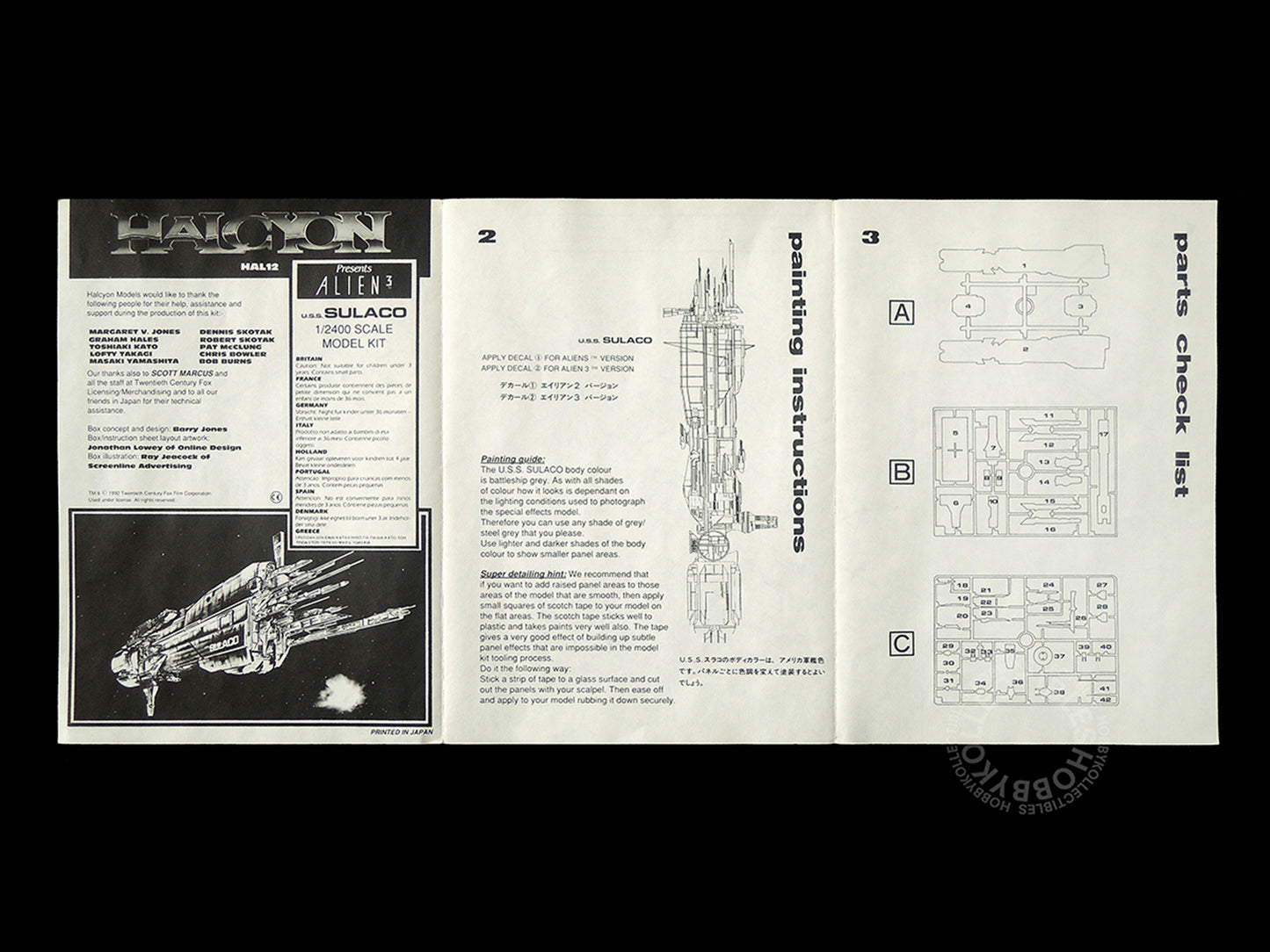 Halcyon Movie Classics Vintage Alien 3 1/2400 Sulaco Model Kit