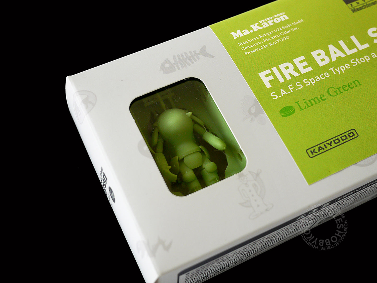 Kaiyodo Ma.K 1/72 scale Ma.Karon version SAFS kit Fire Ball SG Lime Green color close up view