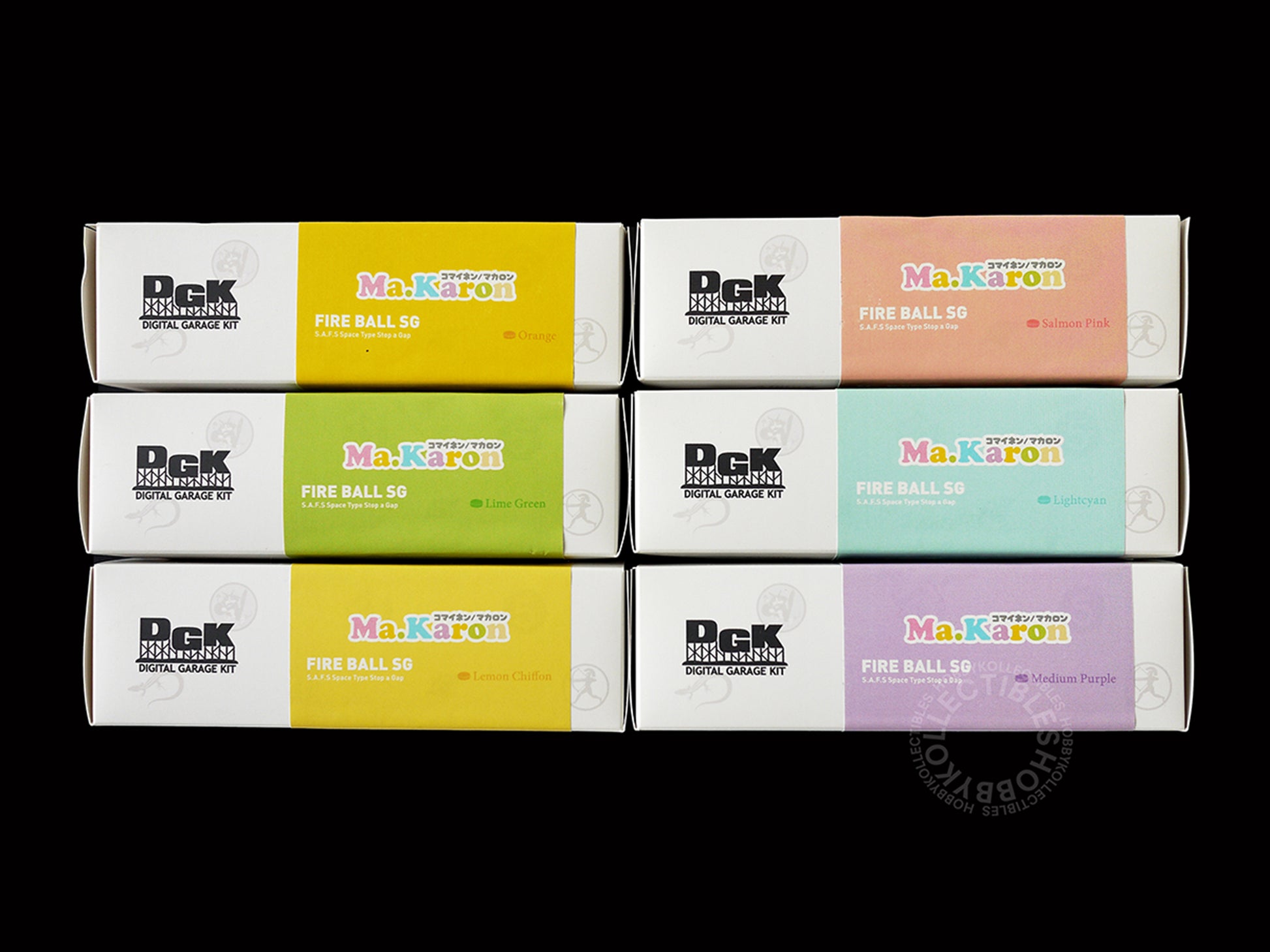 Kaiyodo Ma.K 1/72 scale Ma.Karon version SAFS kit six colourful box long side panel view