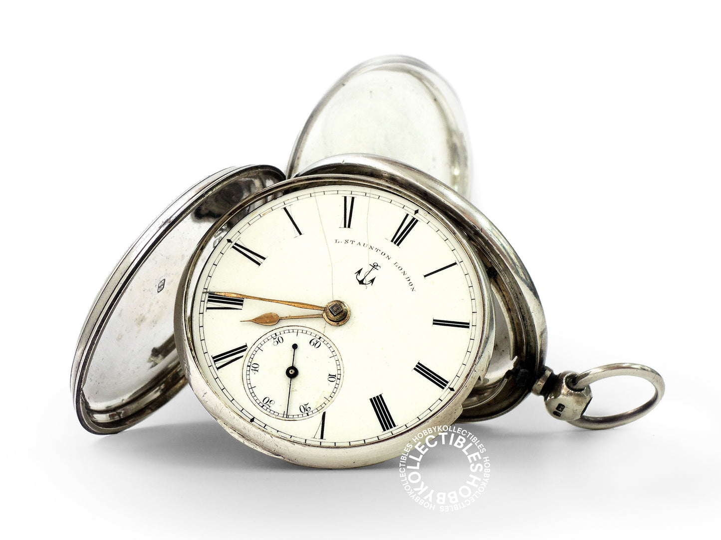 English Silver Hunter L.Staunton London Lever Pocket Watch
