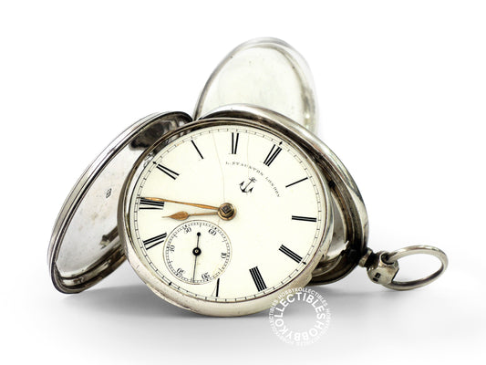English Silver Hunter L.Staunton London Lever Pocket Watch