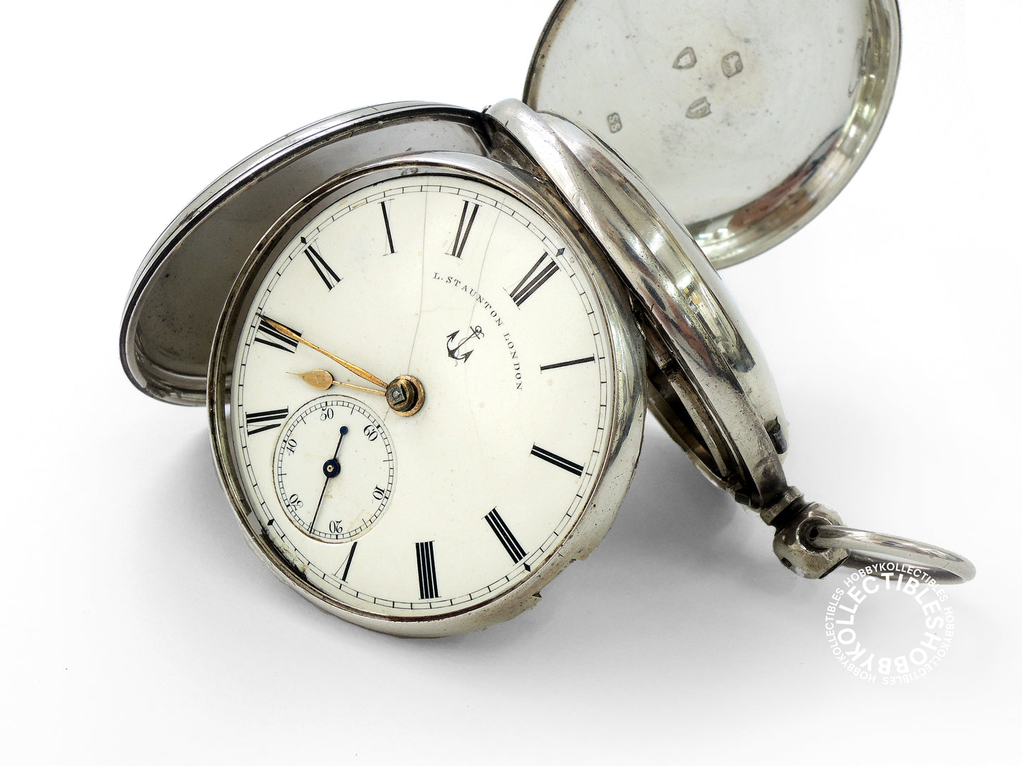 English Silver Hunter L.Staunton London Lever Pocket Watch
