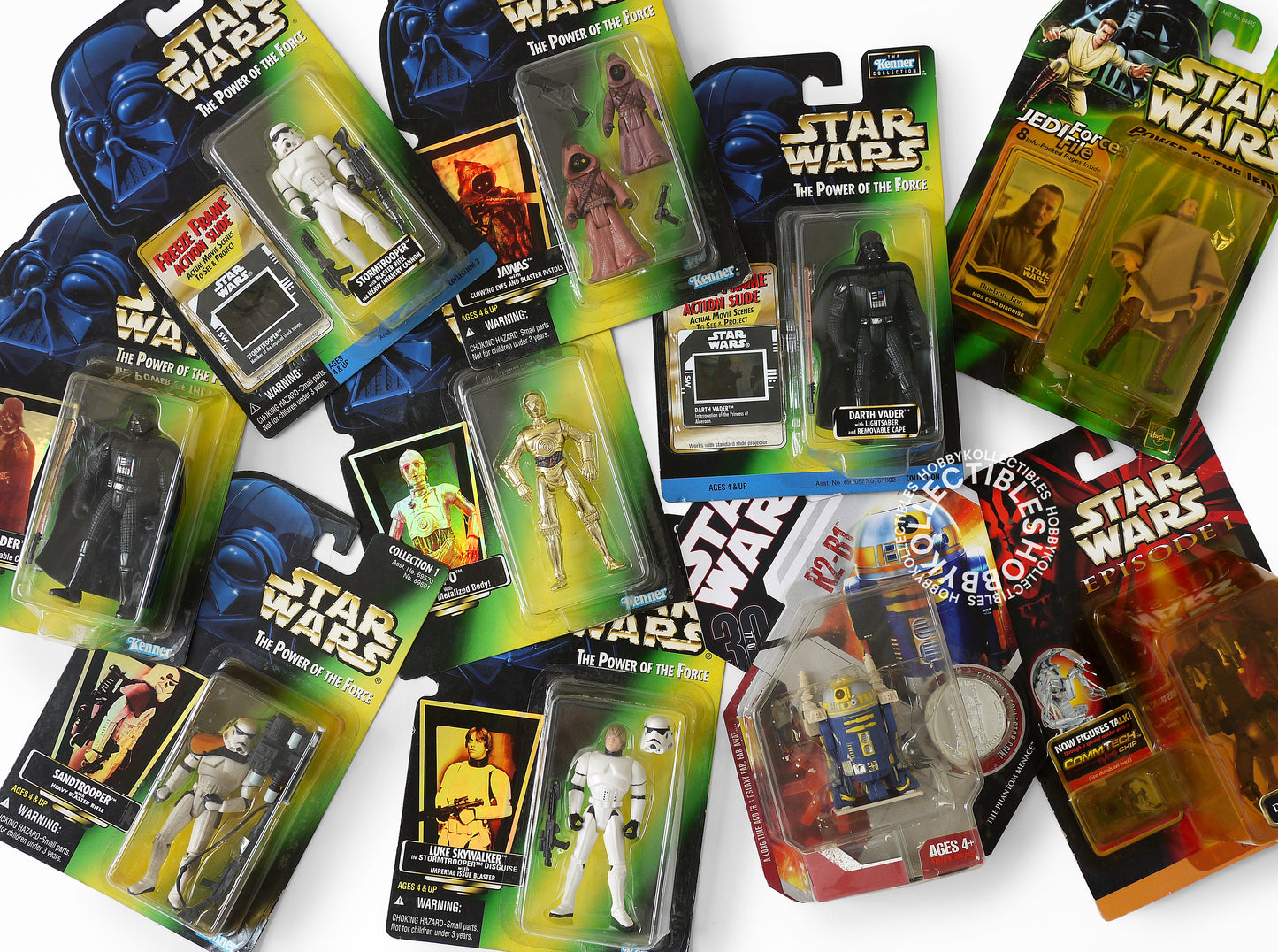 Lot (A) of 10 Kenner Hasbro Star War Action Figures- C-3PO R2-D2 R2-B1 SandTrooper Vader Luke