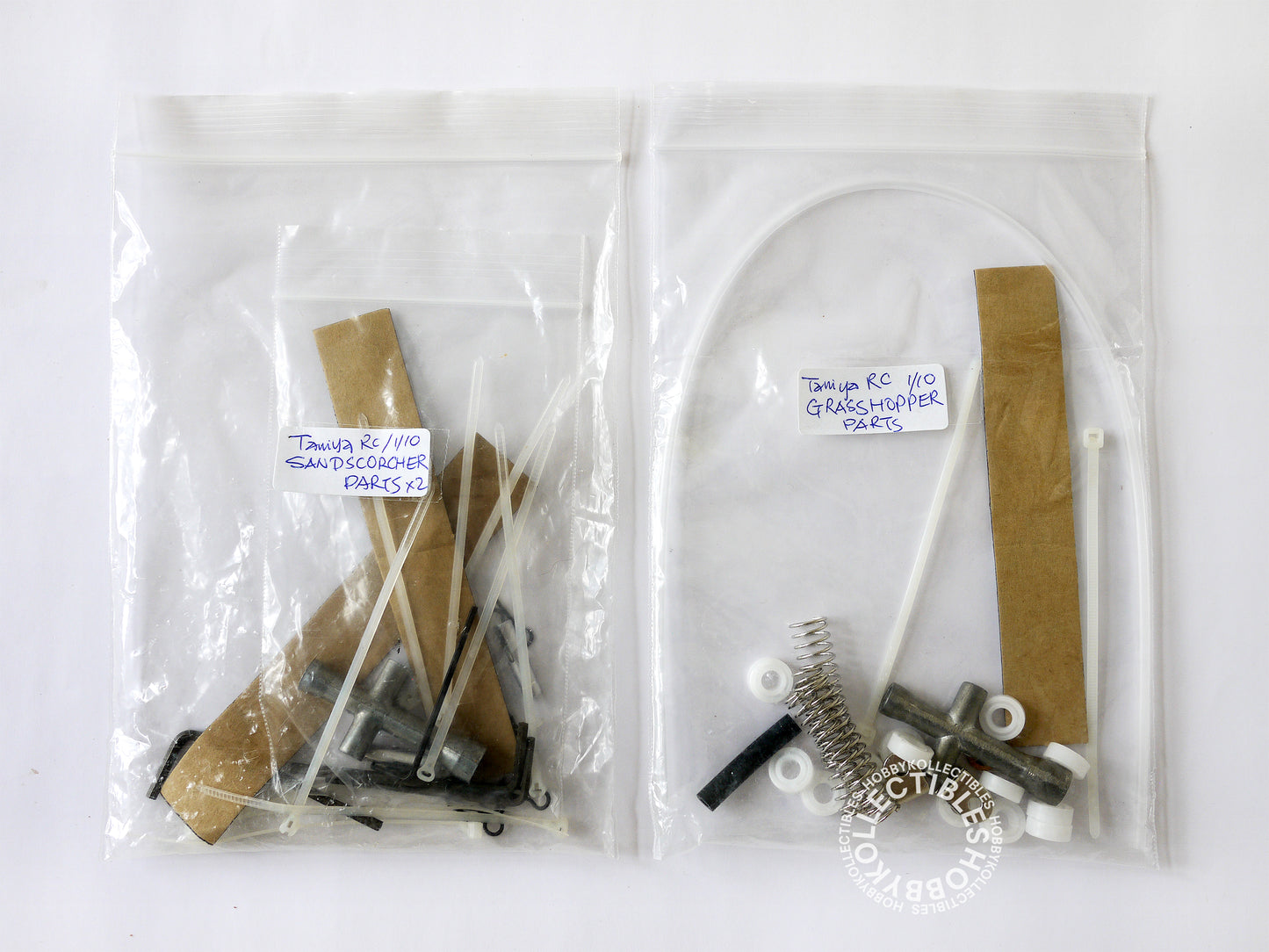 Lot(E) of Tamiya Vintage RC Tool Bag Parts 20 Bags Grasshopper Striker Blackfoot MISSING OIL GREASE