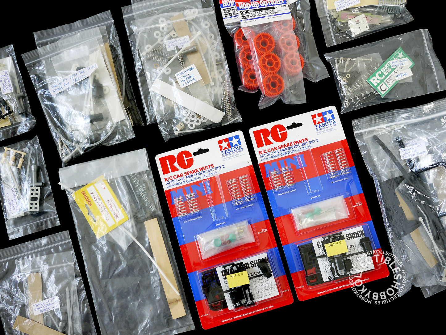 Lot(F) of Tamiya Vintage Various RC Tool Bag/Parts 19 Bags + MISC MISSING Grease/OIl