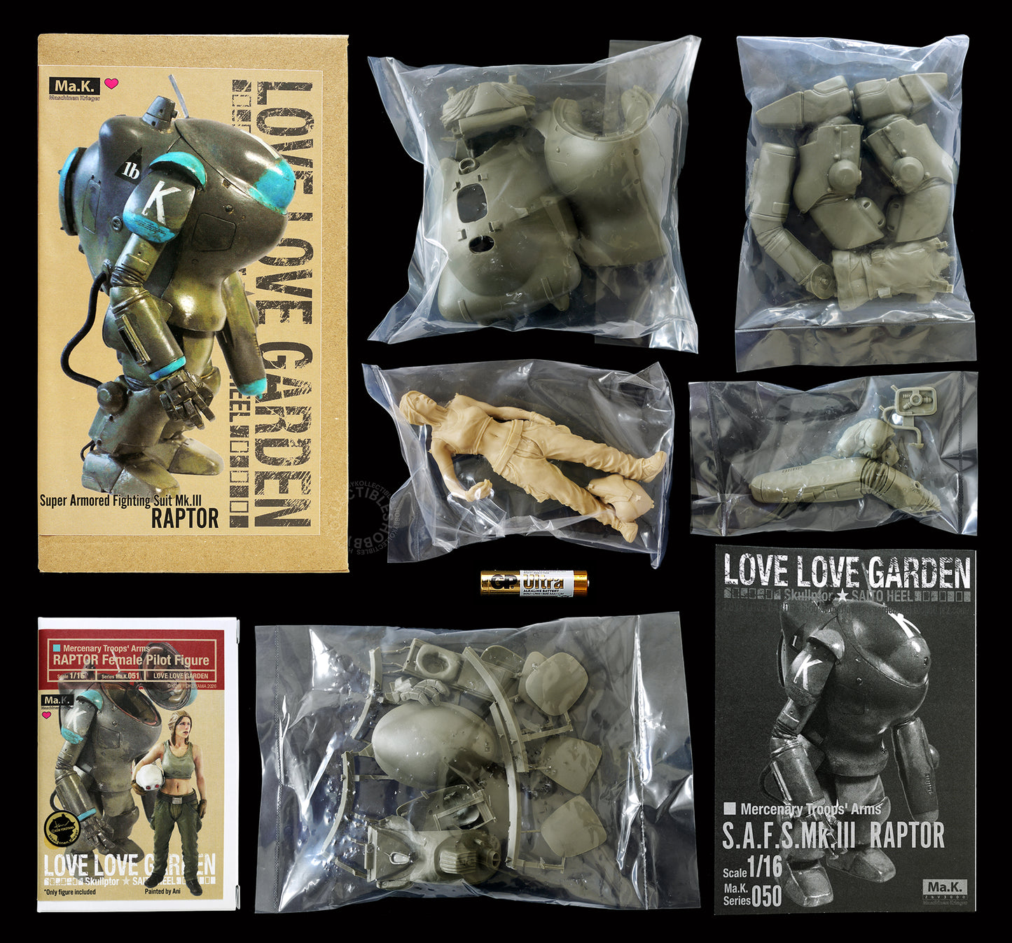 Ma.K Love Love Garden SF3D 1/16 SAFS MK.III Raptor & Female Pilot Resin Model Kit
