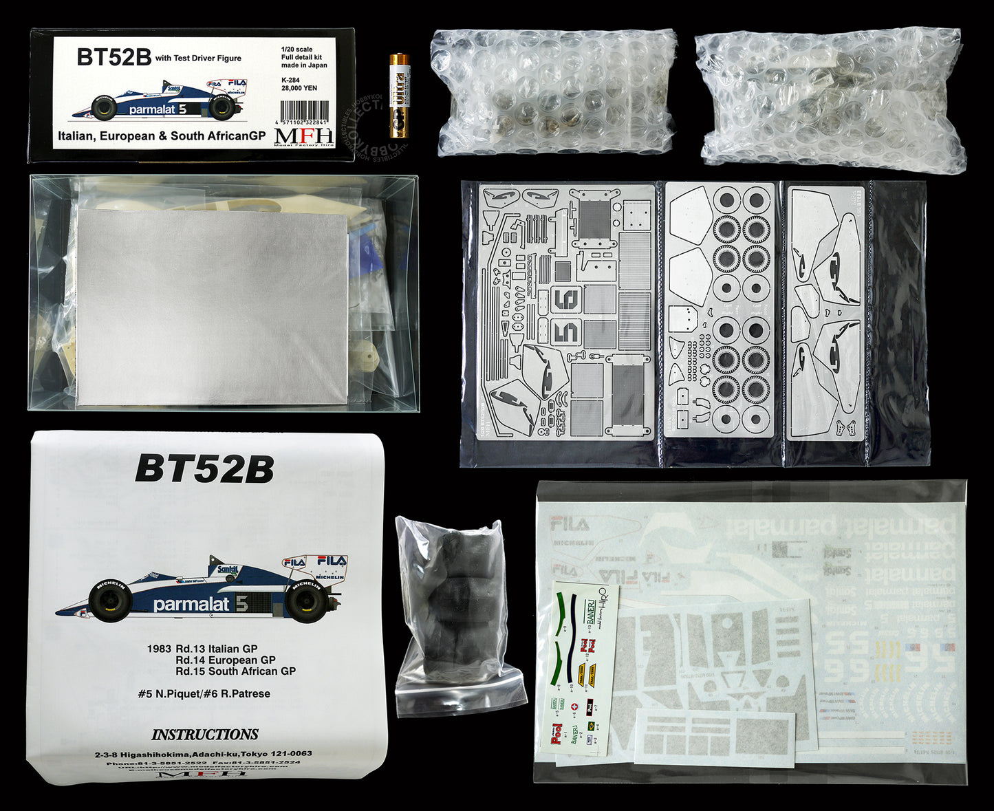 (SOLD) MFH 1/20 F1 Brabham BT52B w/ Test Driver Resin & Metal Model Kit K284