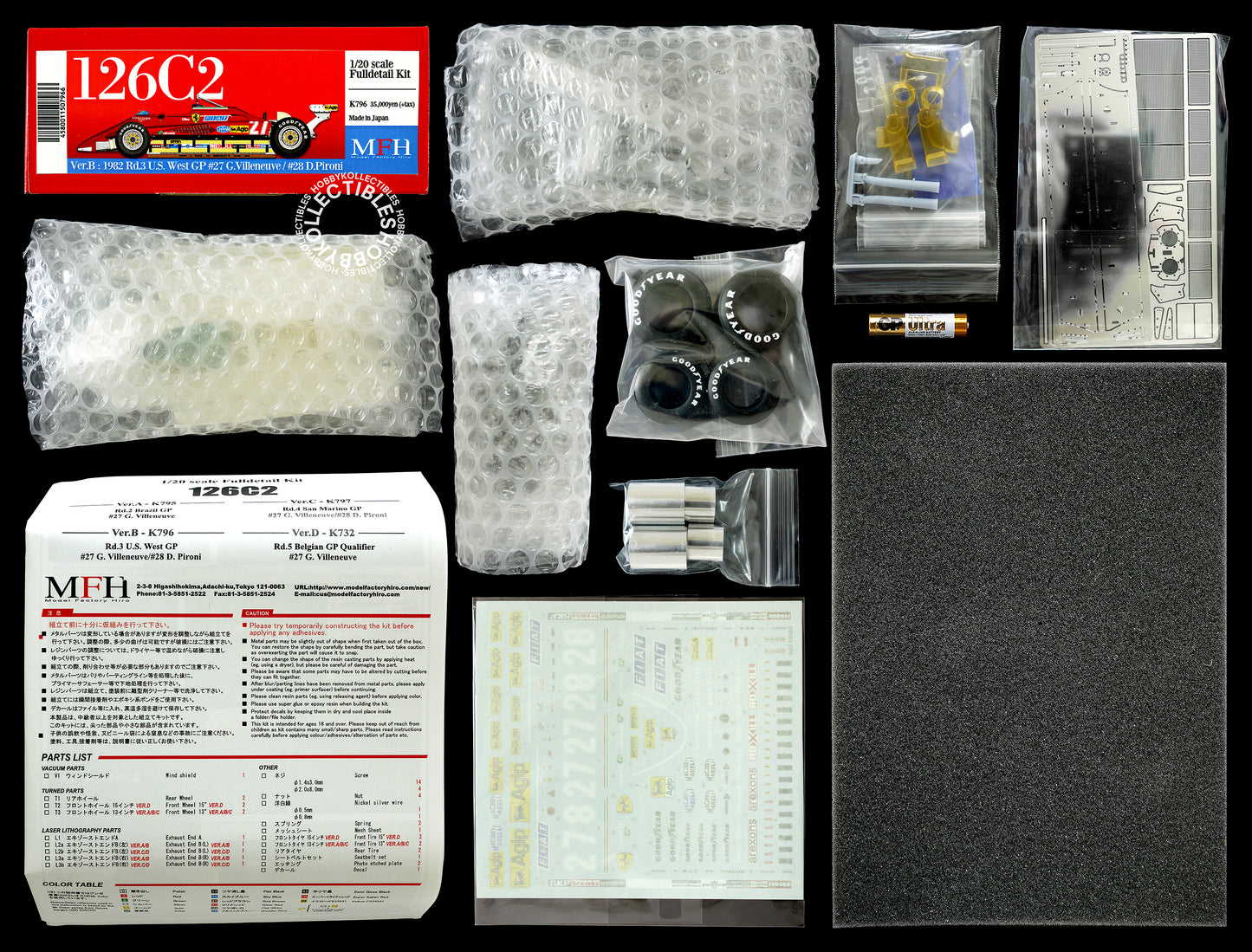 MFH 1/20 Ferrari 126C2 ver.B US GP F1 Racing Full Detail Model Kit K796