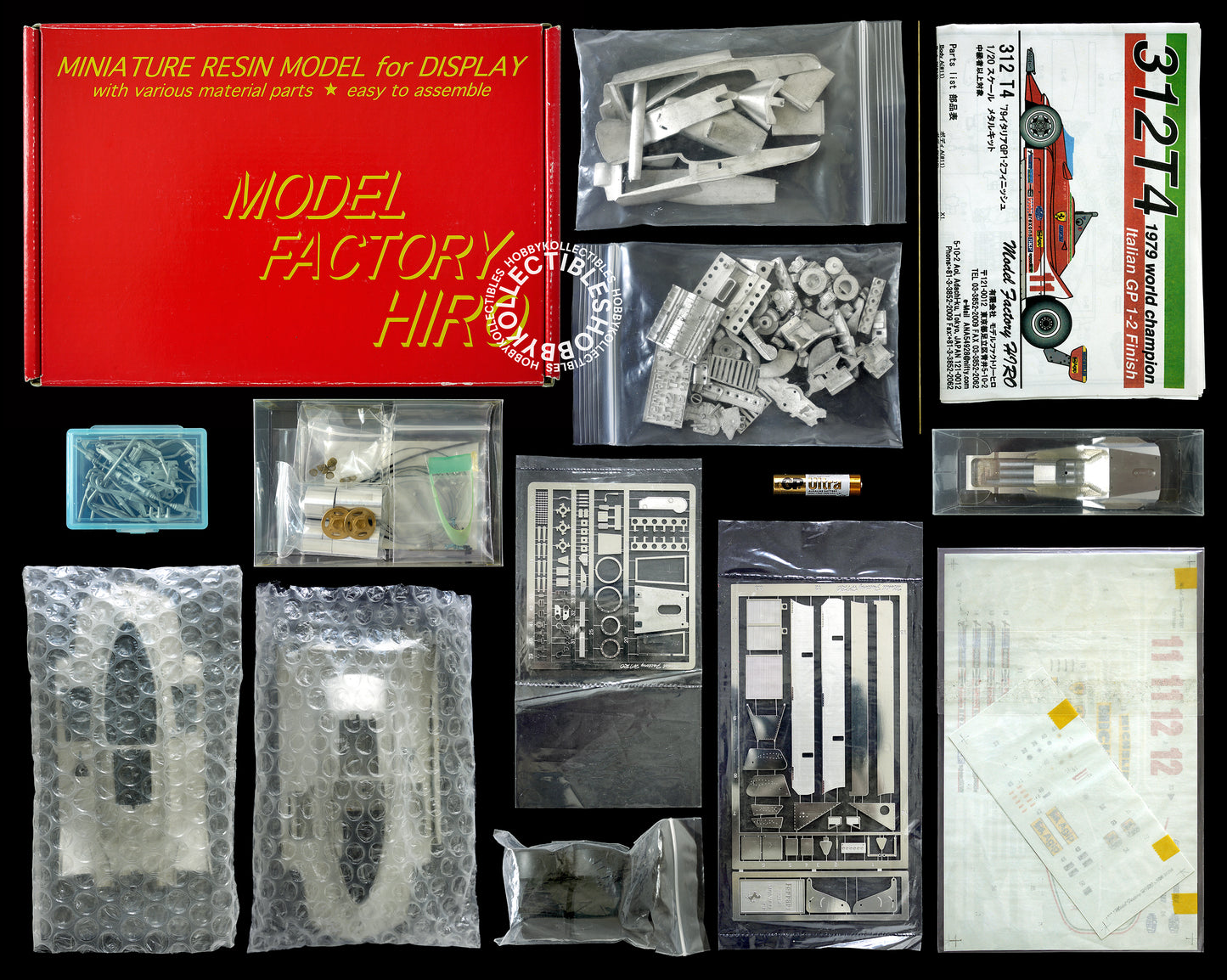 (SOLD in eBay) MFH Model Factory Hiro 1/20 Ferrari 312T4 Italian GP 2 x Body Metal Kit (MISSING 2 PARTS)