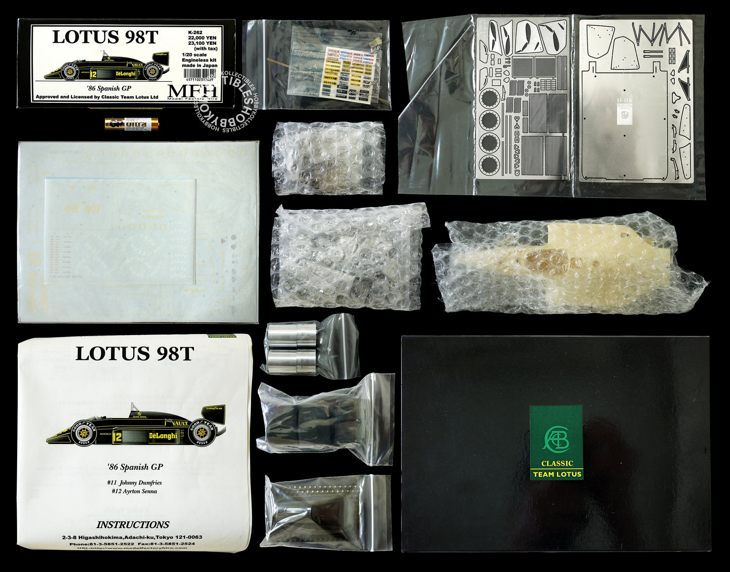 MFH 1/20 Lotus 98T F1 Racing Engineless/Proportion Model Kit K-262