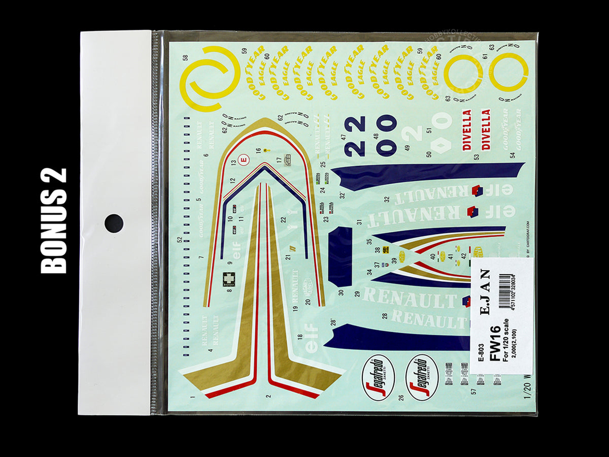 E.Jan decals for Model Factory Hiro MFH 1/20 scale FW16 Brazil GP full detail model Kit K-105 