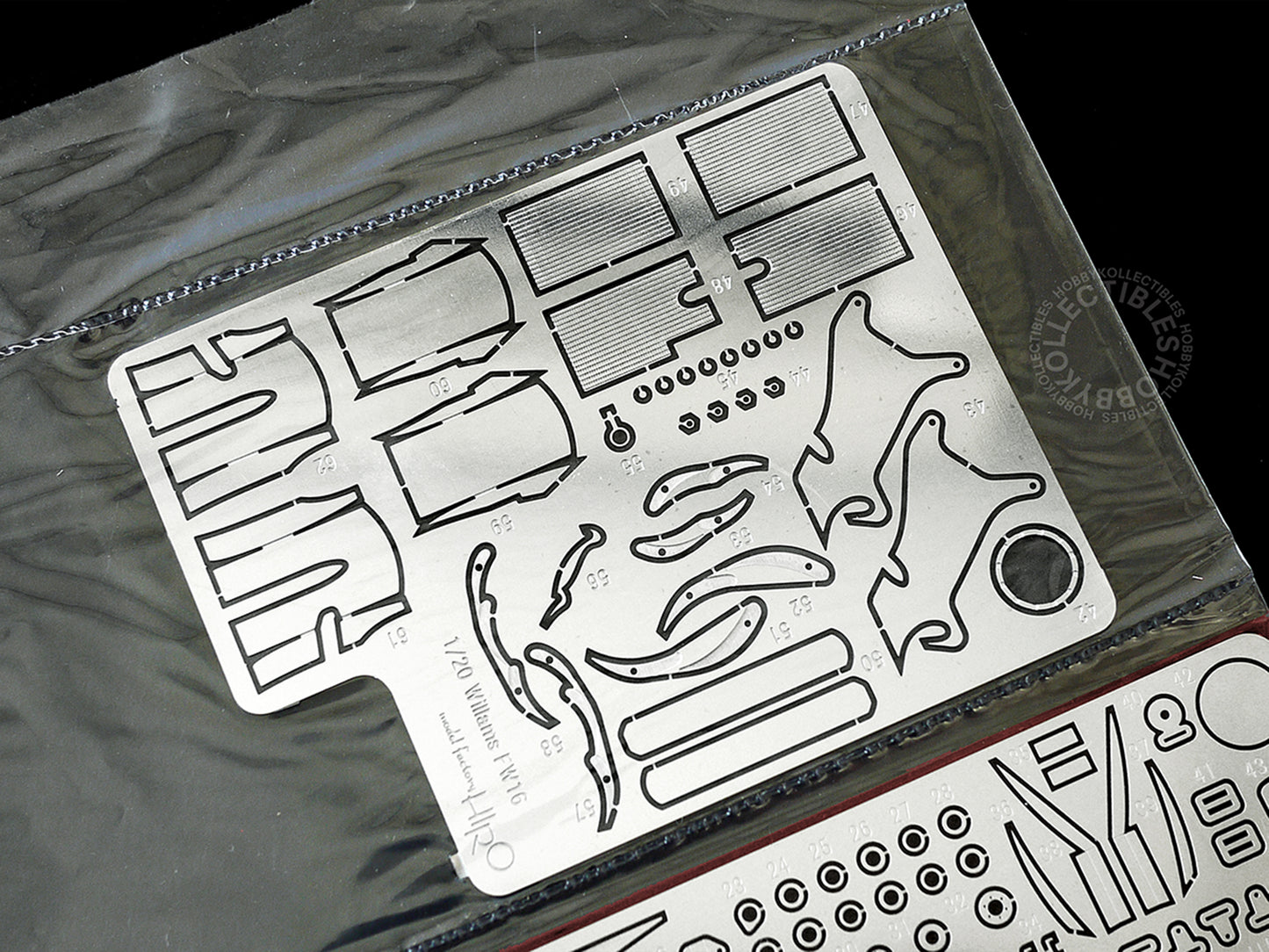 Close up for Model Factory Hiro MFH 1/20 scale FW16 Brazil GP full detail model Kit K-105 photo-etched parts top