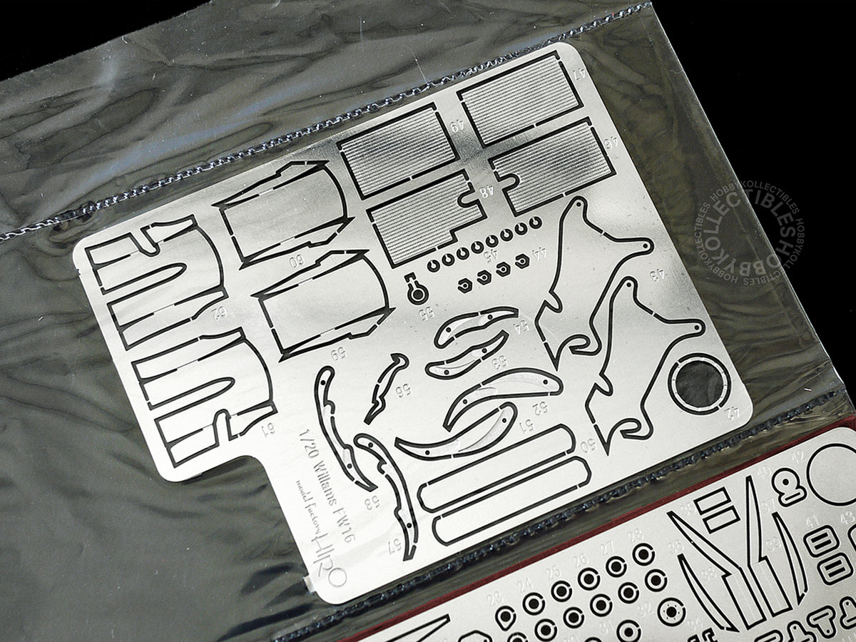 Close up for Model Factory Hiro MFH 1/20 scale FW16 Brazil GP full detail model Kit K-105 photo-etched parts top