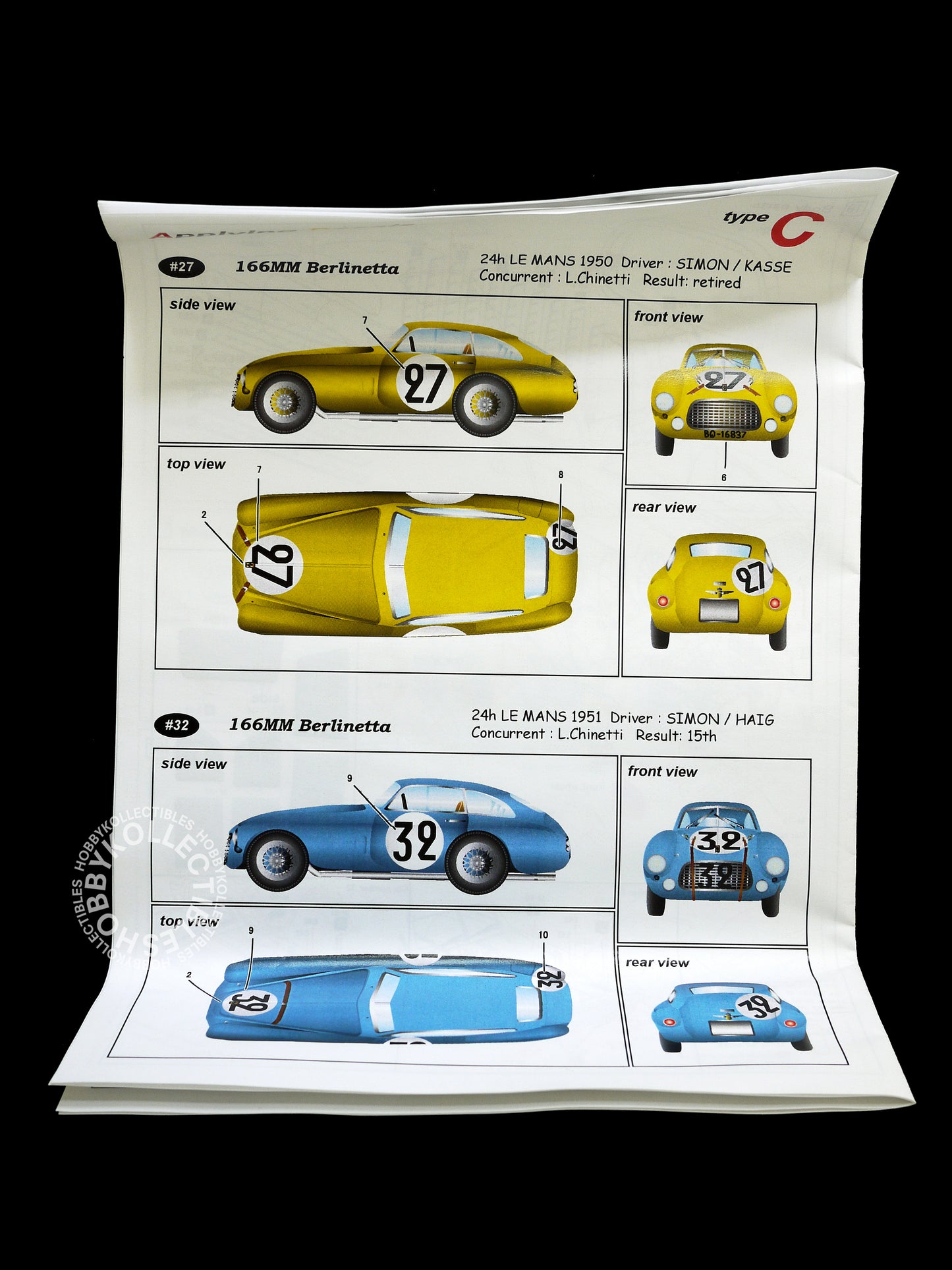 (SOLD) MFH 1/24 Ferrari 166MM/195S Berlinetta LM Full Detail Model Kit K052