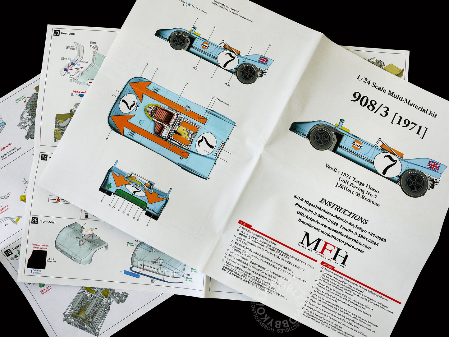 MFH 1/24 Porsche 908/03 1971 Targa Florio Full Detail Model Kit K-371