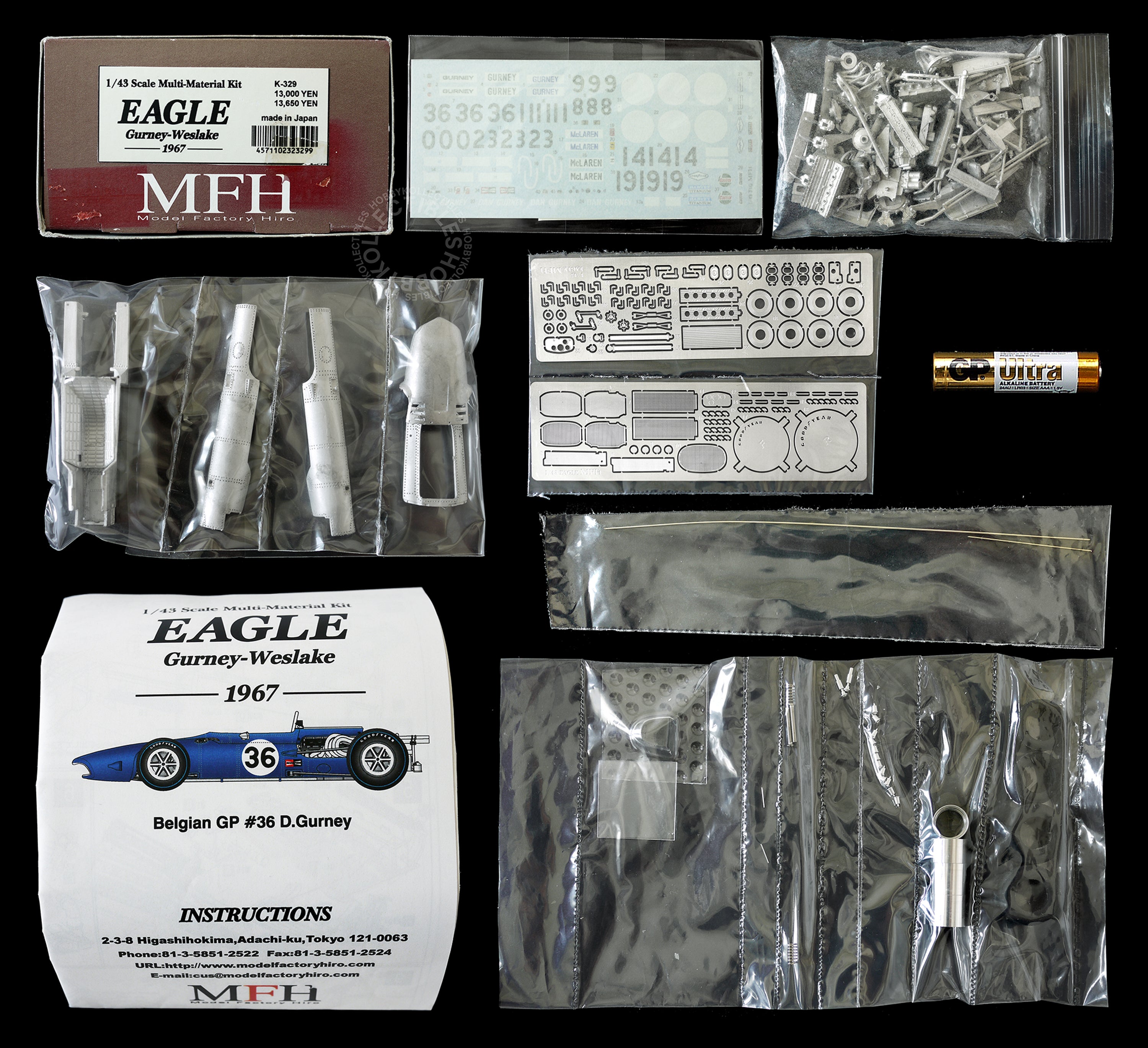 MFH Model Factory Hiro 1/43 Eagle Gurney-Weslake 1967 K329 Metal