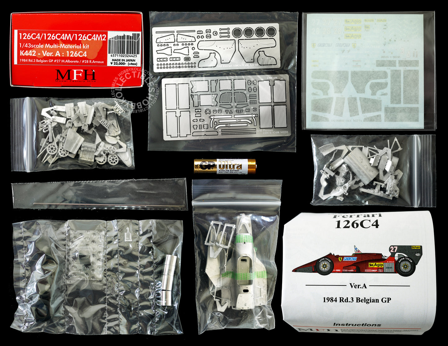 (SOLD) MFH 1/43 Ferrari 126C4 F1 Racing Car ver.A K442 Metal Kit 2025