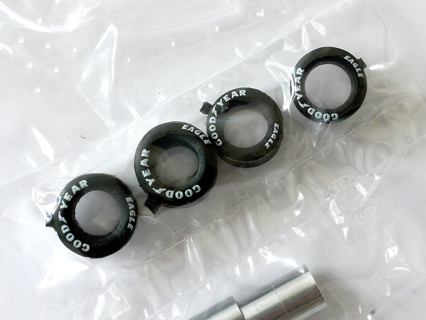 MFH Model Factory Hiro 1/43 scale McLaren MP4/5 factory pre-painted tyres close up shot