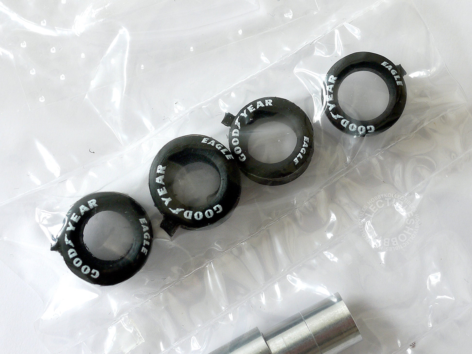 MFH Model Factory Hiro 1/43 scale McLaren MP4/5 factory pre-painted tyres close up shot