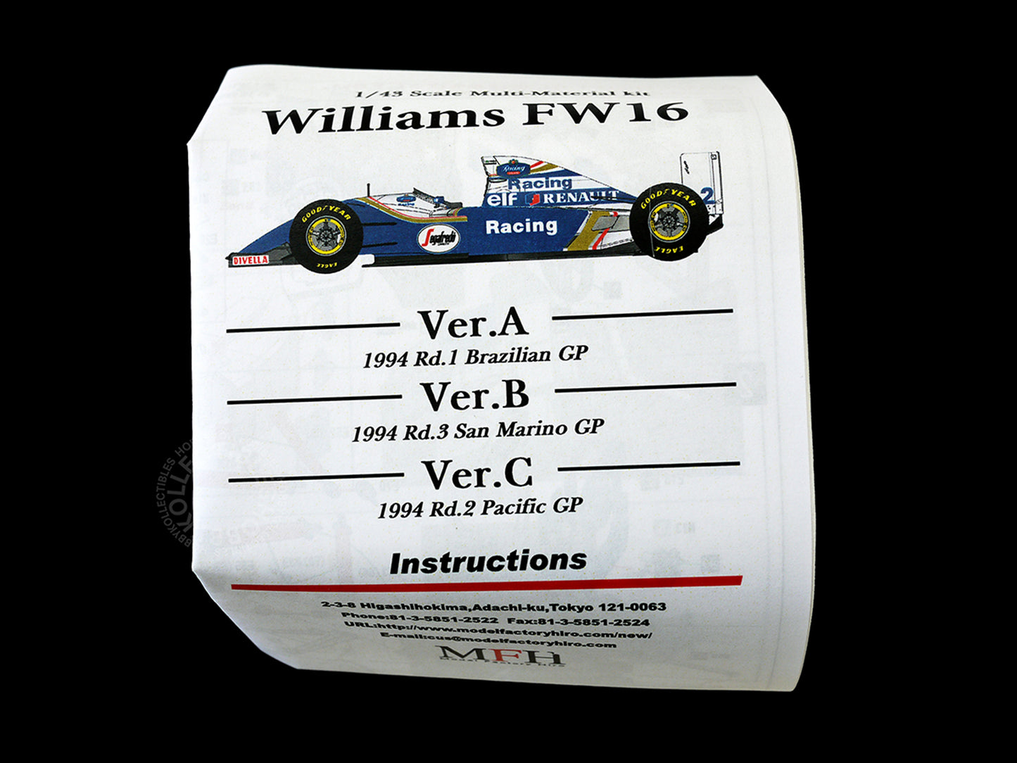 MFH 1/43 Williams FW16 F1 Racing #2 A.Senna Metal Model Kit K535