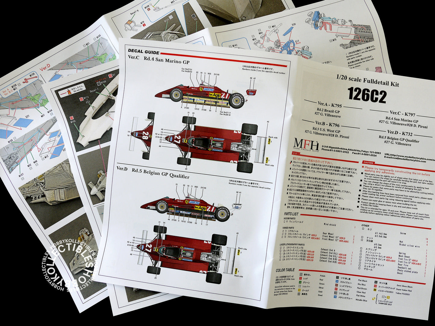 MFH 1/20 Ferrari 126C2 ver. A F1 Racing Brazilian GP Model Kit K795