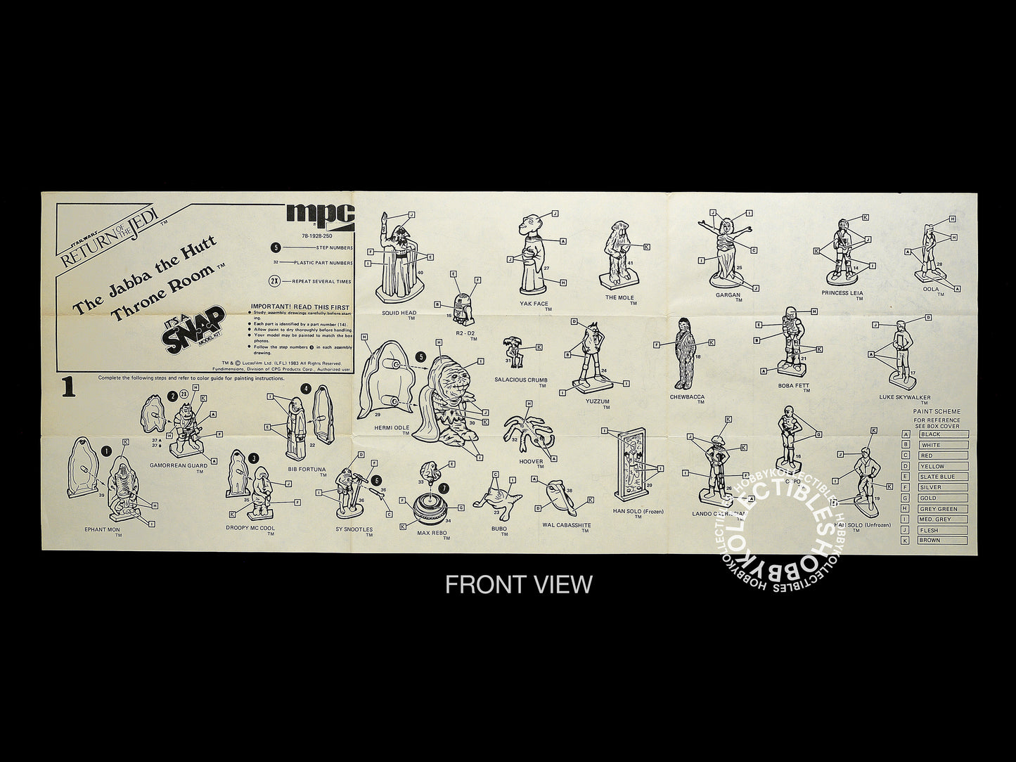 MPC Vintage Star Wars ROTJ Jabba Hunt Throne Room Model Kit