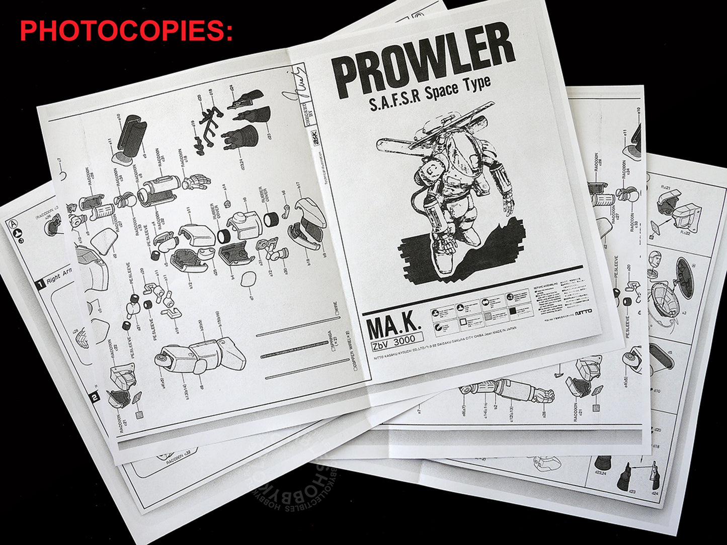 Ma.K Nitto SF3D 1/20 #20 SAFS R Prowler MISSING CAMO CARD & INSTRUCTION is PHOTOCOPY