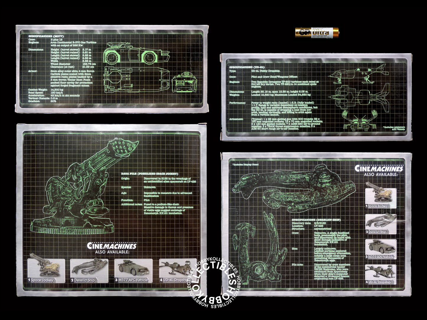 NECA Cinemachines Alien Set APC Dropship Derelict Ship Space Jockey Diecast Model