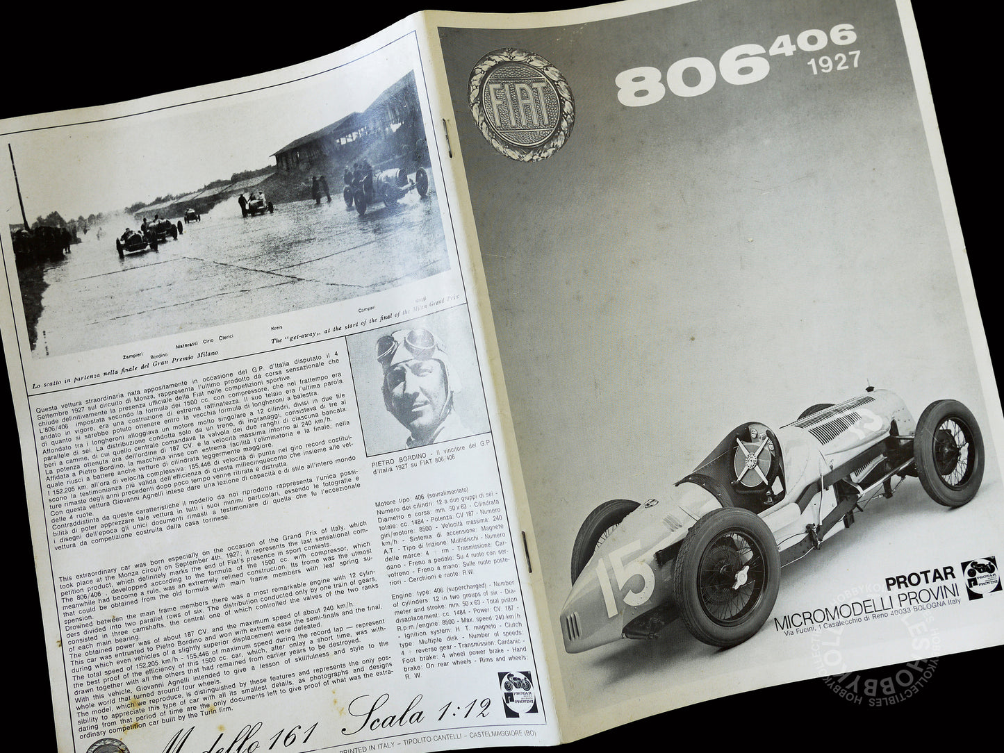 Protar Vintage 1/12 Fiat 806 Mod.161 Plastic & Metal Model Kit