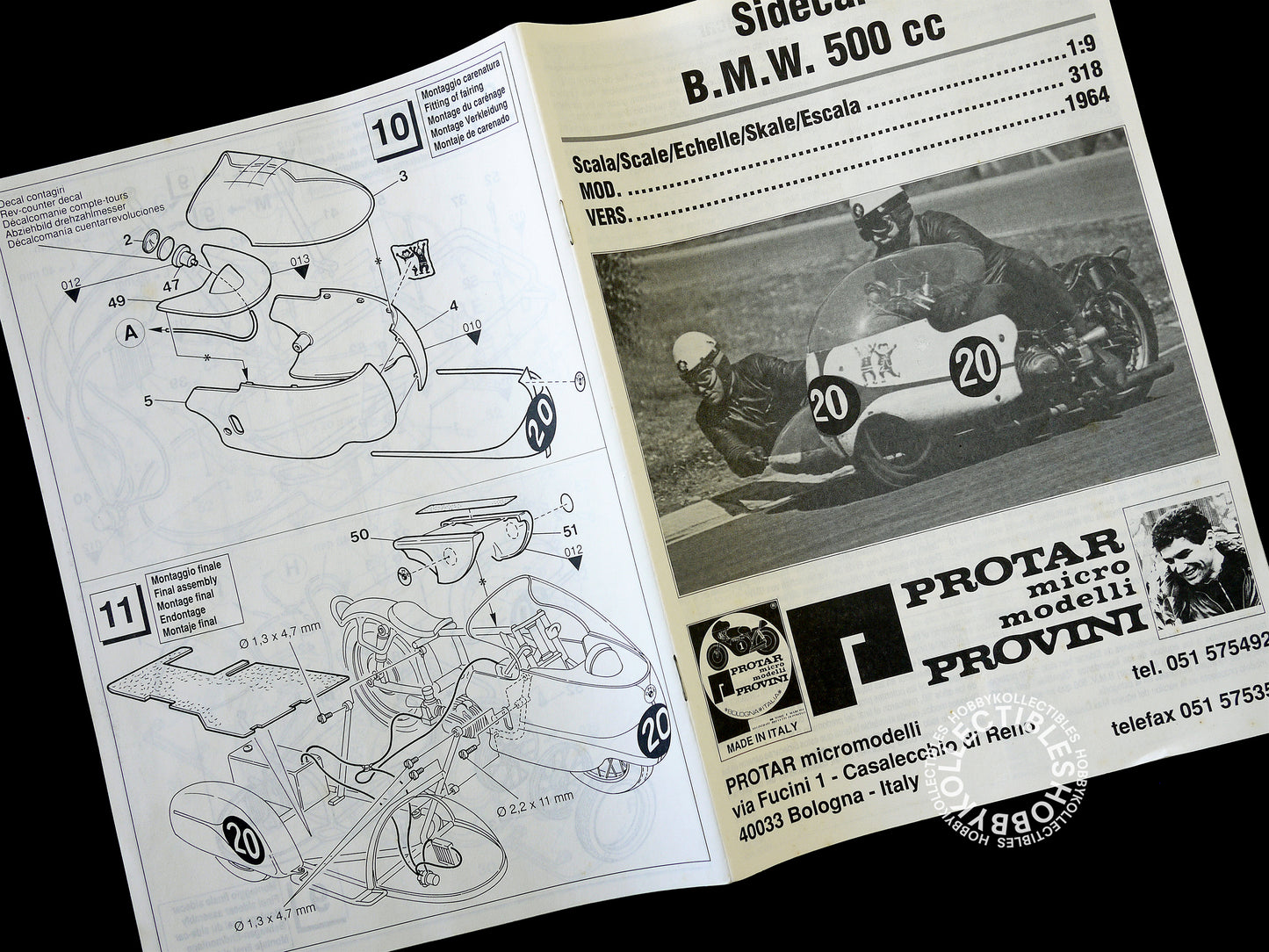 (SOLD) Protar 1/9 BMW 500cc SideCar #11318 Re-issue Motorcycle Model Kit