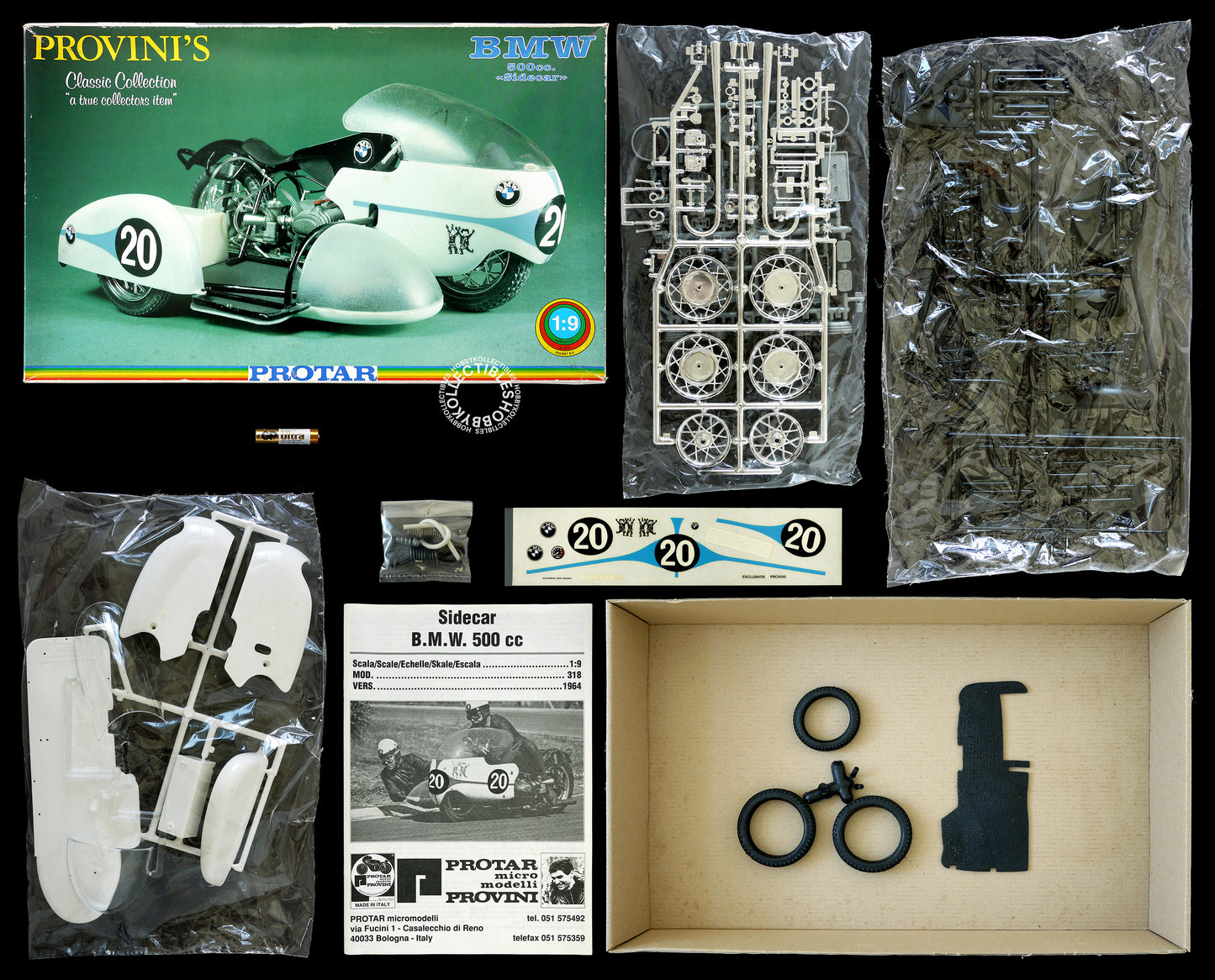 (SOLD) Protar 1/9 BMW 500cc SideCar #11318 Re-issue Motorcycle Model Kit