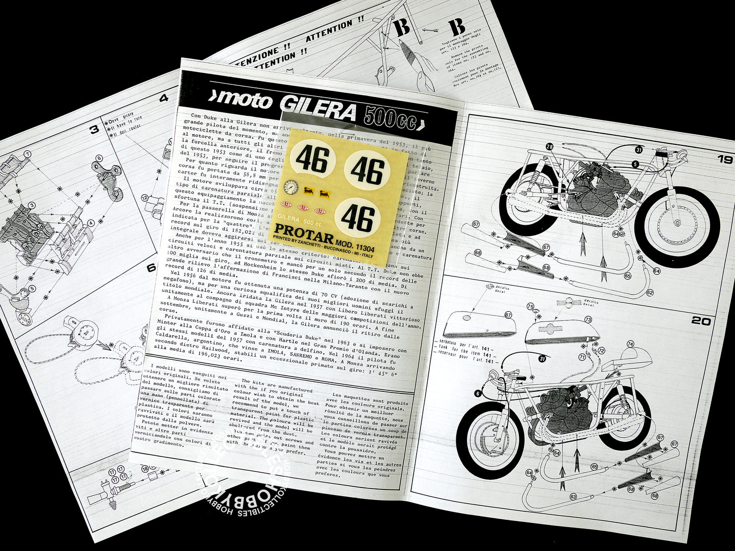 Protar 1/9 Gilera 500cc Motorcycle Limited Edition 11341 Model Kit