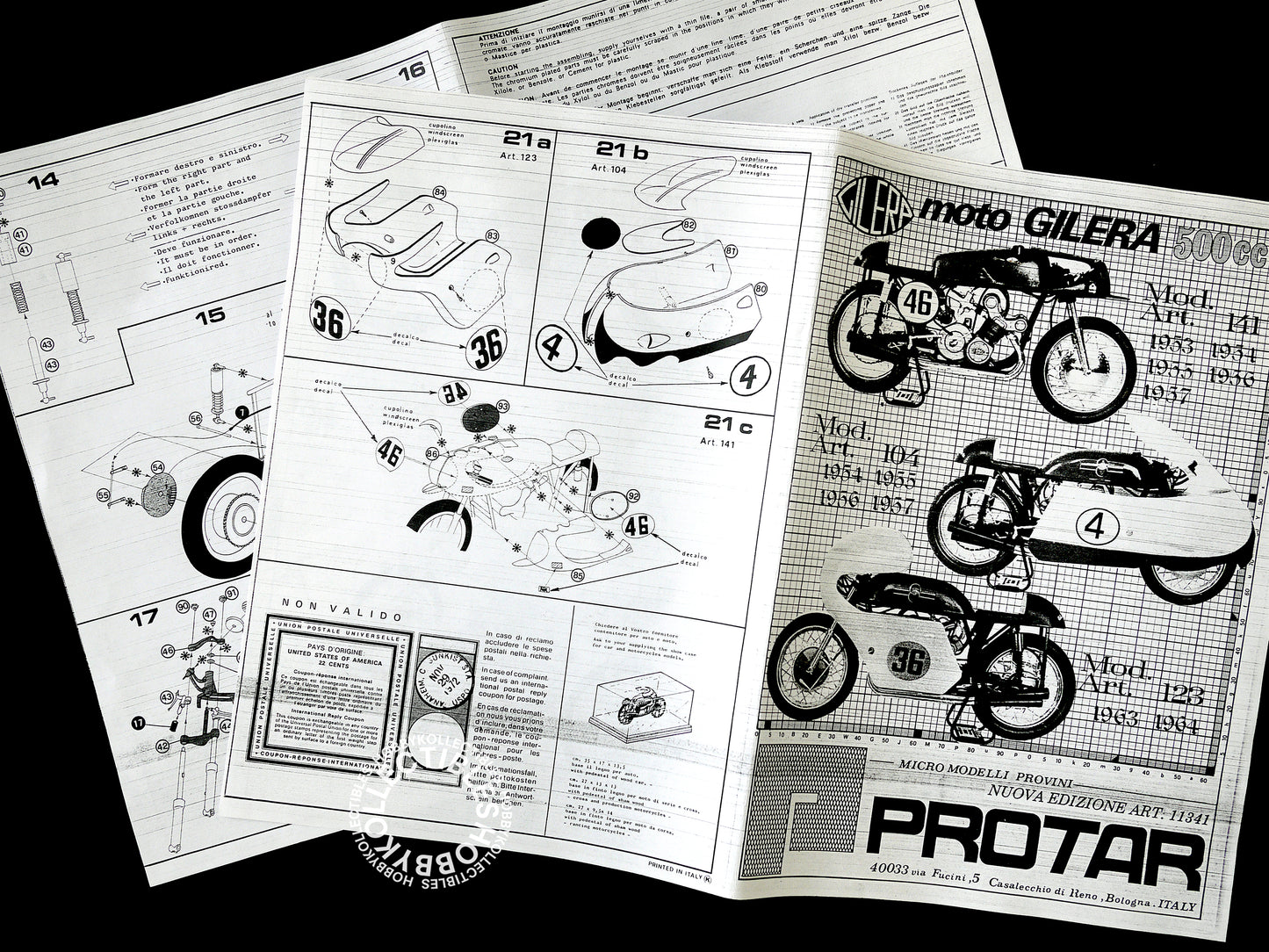 Protar 1/9 Gilera 500cc Motorcycle Limited Edition 11341 Model Kit