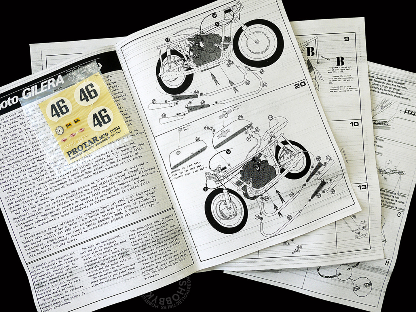 Protar 1/9 Gilera 500cc Motorcycle Limited Edition 11341 Model Kit(Restock)