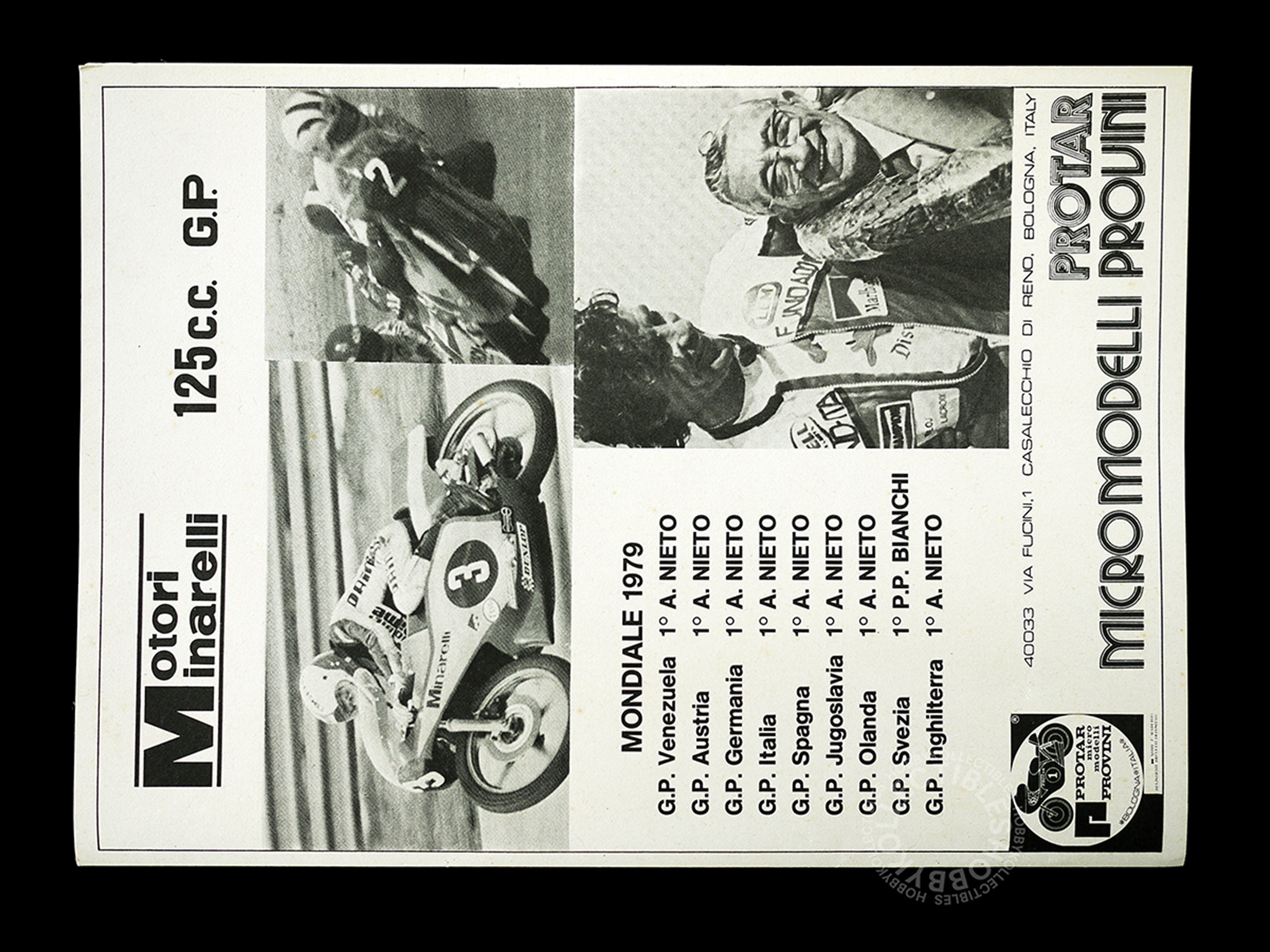 ショコプロター1/9 motoriminarelli 125cc gp Protar 1/9 Motori Minarelli 125cc GP Mod.165 Motorcycle Model Kit