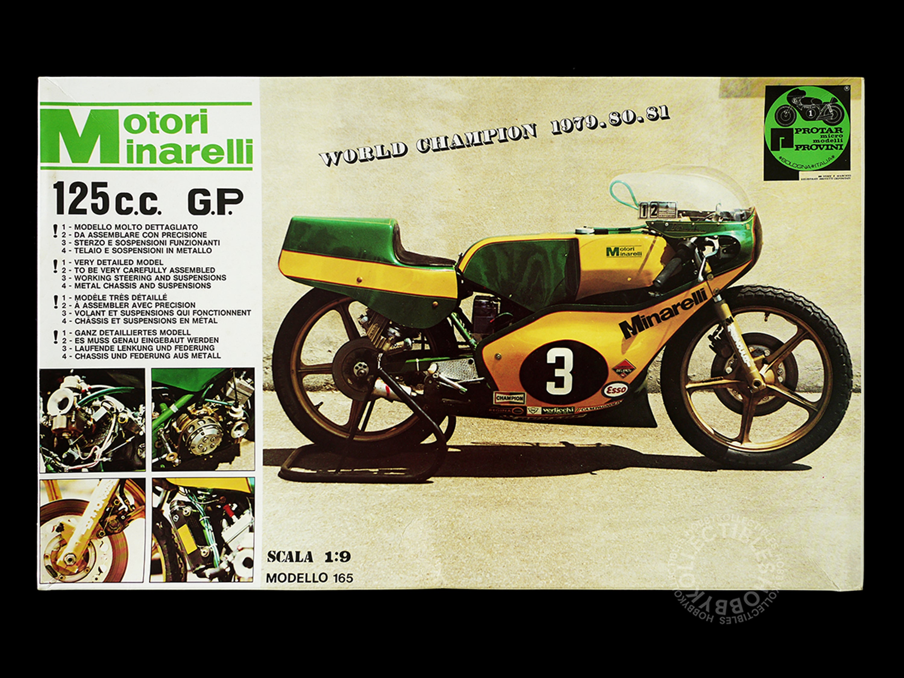 プロター 1/9 Micro model provini Protar 1/9 Motori Minarelli 125cc GP Mod.165 Motorcycle Model Kit